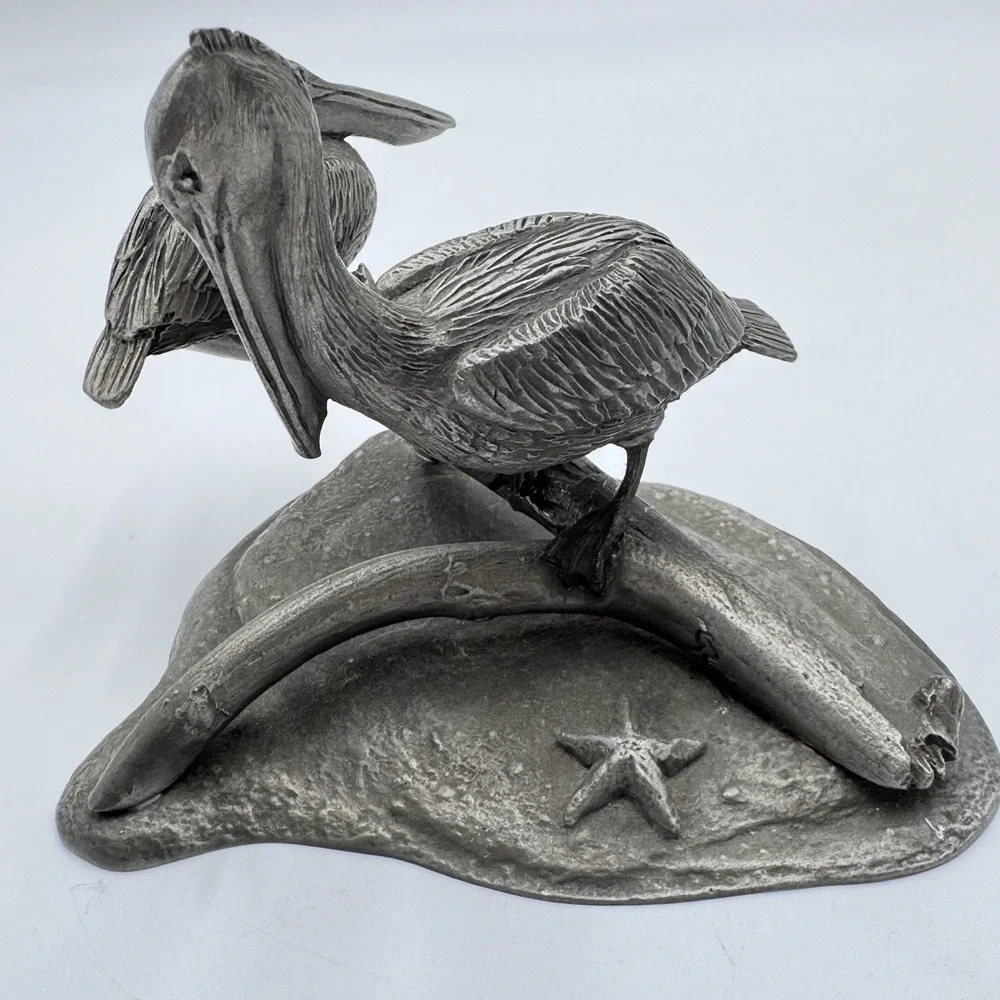 VTG Gilroy Roberts PELICANS Pewter Sculpture 1977 Franklin Mint Sea Life Birds